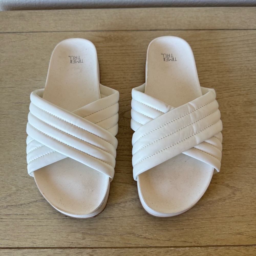 White Slide Sandals